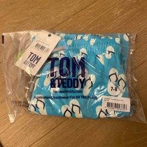 NWT Tom & Teddy Size 7-8 Swim Trunk with flip flop print